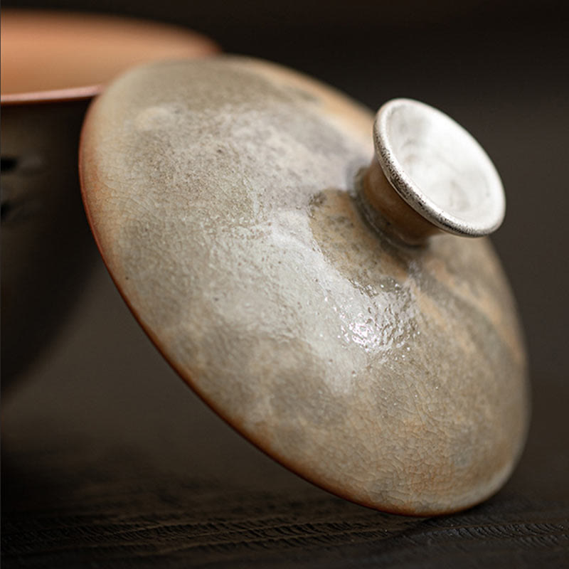 Taza de té Gaiwan de cerámica con diseño de gato y Buddha Stones , taza de té Kung Fu con tapa, 130 ml - image 3