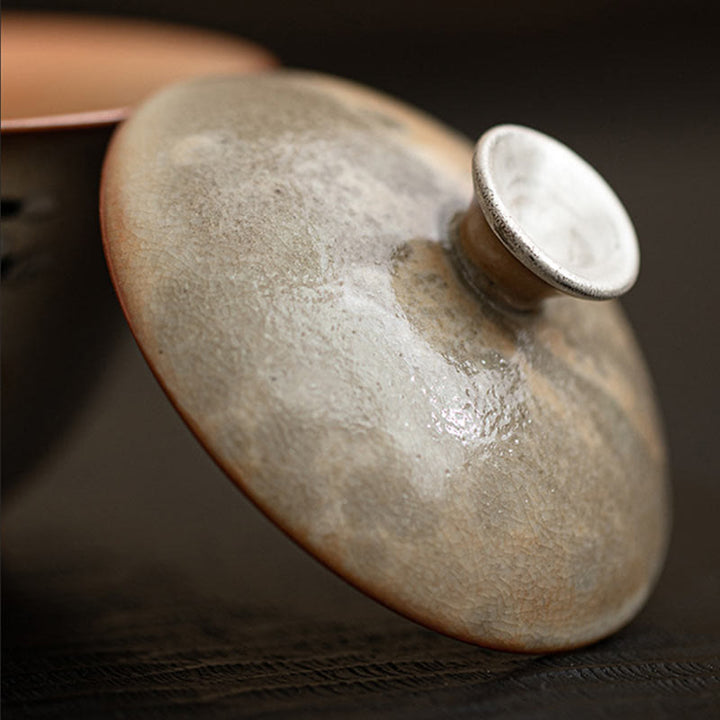 Taza de té Gaiwan de cerámica con diseño de gato y Buddha Stones , taza de té Kung Fu con tapa, 130 ml - image 3