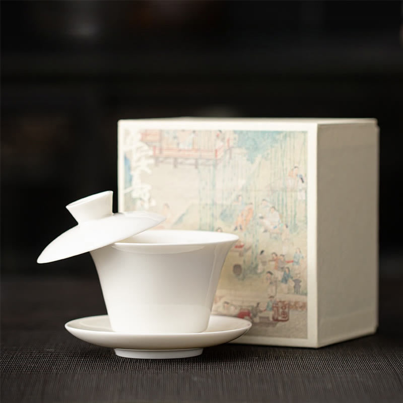 Taza de té y platillo de kung-fu con tapa, Buddha Stones, Thangka, Budas Dragón, cerámica de Dunhuang, Gaiwan, Sancai, 180 ml