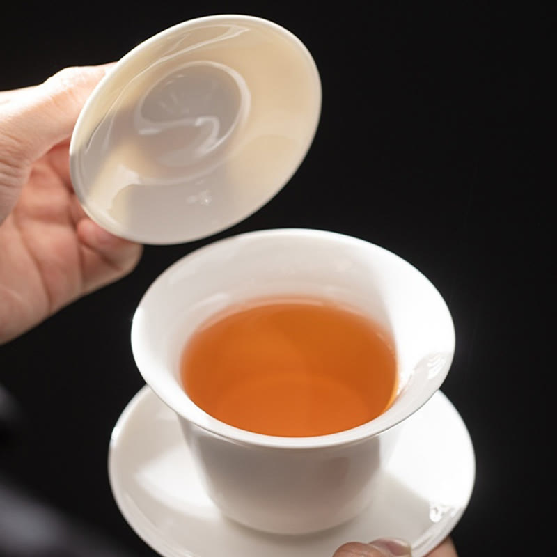 Taza de té y platillo de kung-fu con tapa, Buddha Stones, Thangka, Budas Dragón, cerámica de Dunhuang, Gaiwan, Sancai, 180 ml