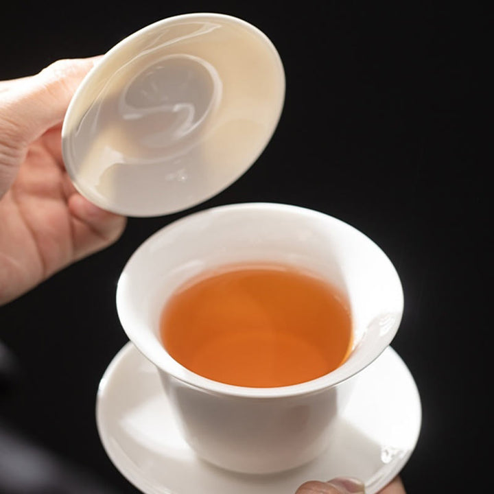 Taza de té y platillo de kung-fu con tapa, Buddha Stones, Thangka, Budas Dragón, cerámica de Dunhuang, Gaiwan, Sancai, 180 ml