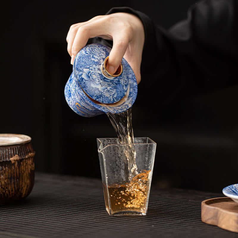 Taza de té y platillo de kung-fu con tapa, Buddha Stones, Thangka, Budas Dragón, cerámica de Dunhuang, Gaiwan, Sancai, 180 ml