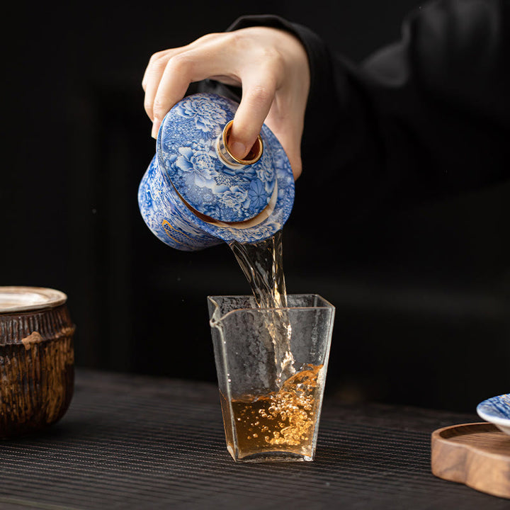 Taza de té y platillo de kung-fu con tapa, Buddha Stones, Thangka, Budas Dragón, cerámica de Dunhuang, Gaiwan, Sancai, 180 ml
