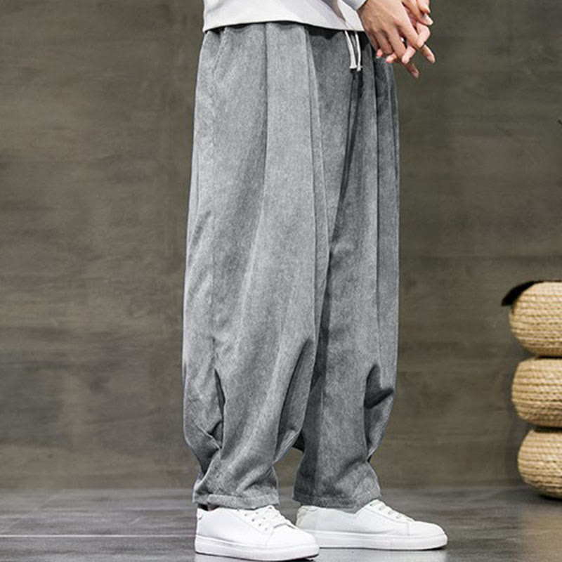 Pantalones bombachos casuales de algodón liso con bolsillos para hombre de Buddha Stones - image 12