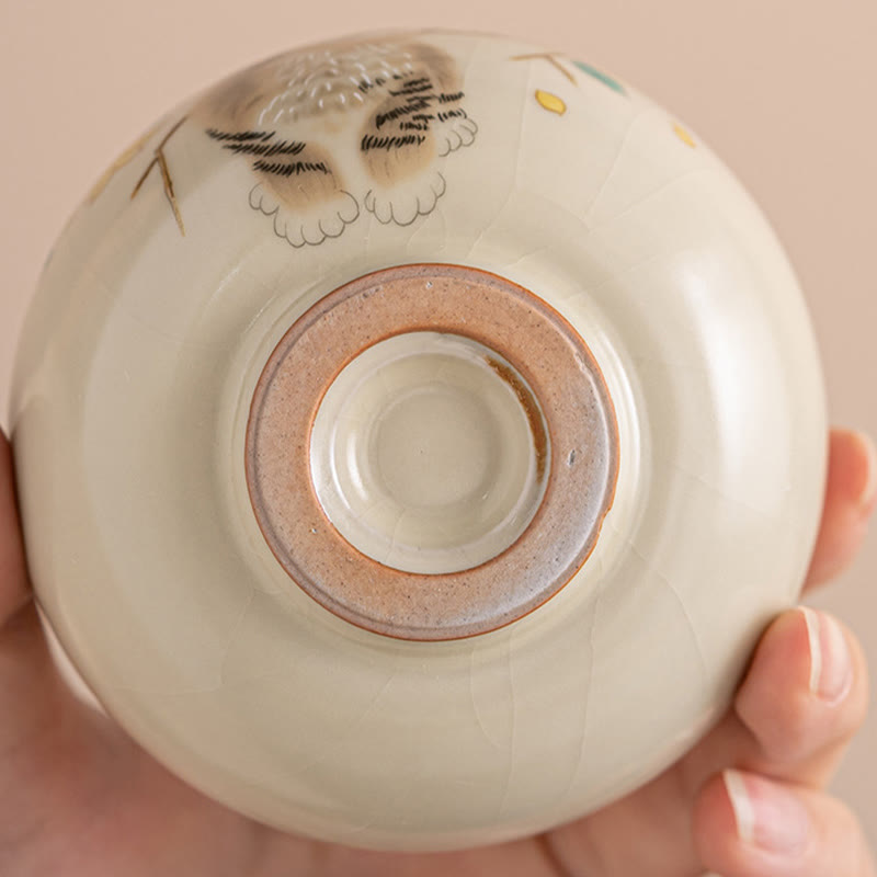 Taza de té de Kung Fu con diseño de Buddha Stones, gato, flores amarillas y conejo - image 4