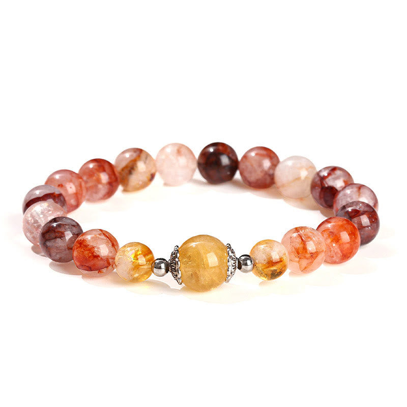Pulsera de equilibrio con cuentas de cuarzo hematoide rojo natural de Buddha Stones