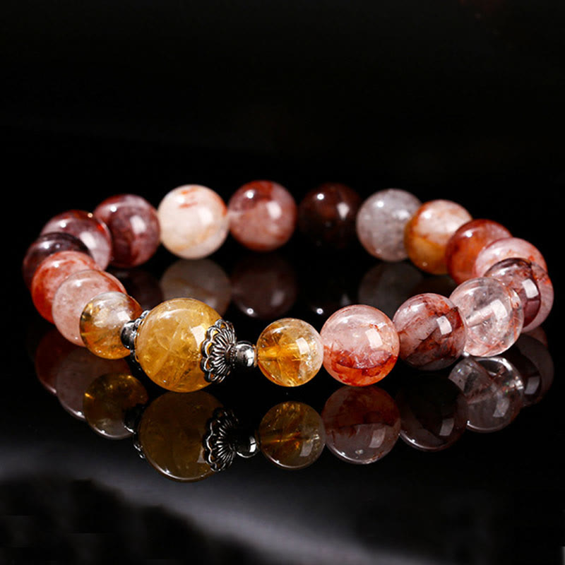 Pulsera de equilibrio con cuentas de cuarzo hematoide rojo natural de Buddha Stones