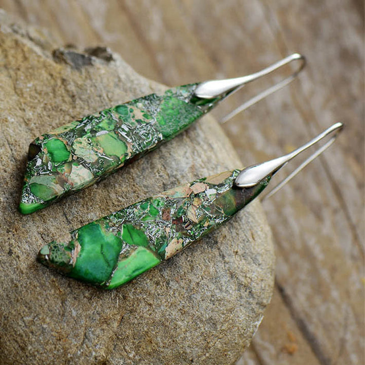 Pendientes antiestrés de cristal geométrico de piedra emperador natural de Buddha Stones
