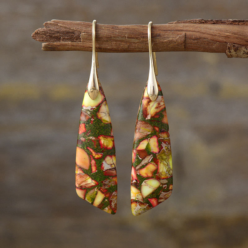 Pendientes antiestrés de cristal geométrico de piedra emperador natural de Buddha Stones