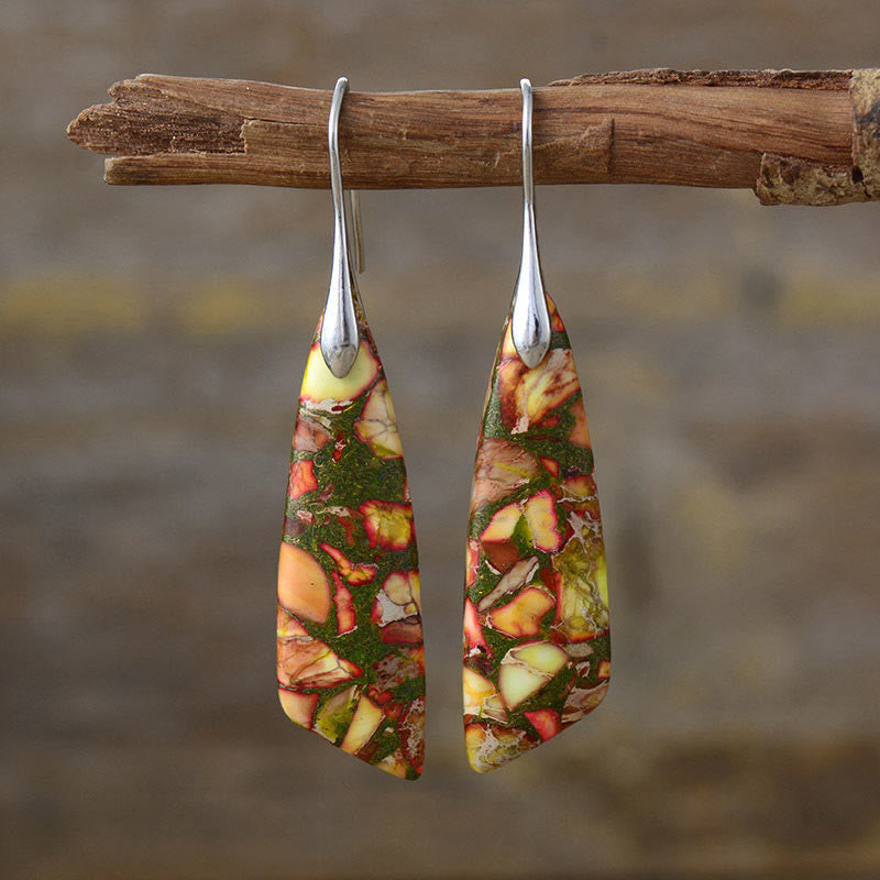 Pendientes antiestrés de cristal geométrico de piedra emperador natural de Buddha Stones