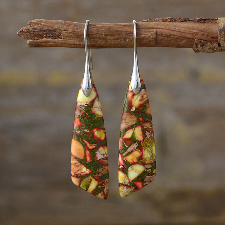Pendientes antiestrés de cristal geométrico de piedra emperador natural de Buddha Stones