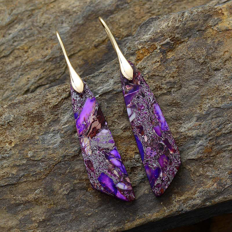 Pendientes antiestrés de cristal geométrico de piedra emperador natural de Buddha Stones