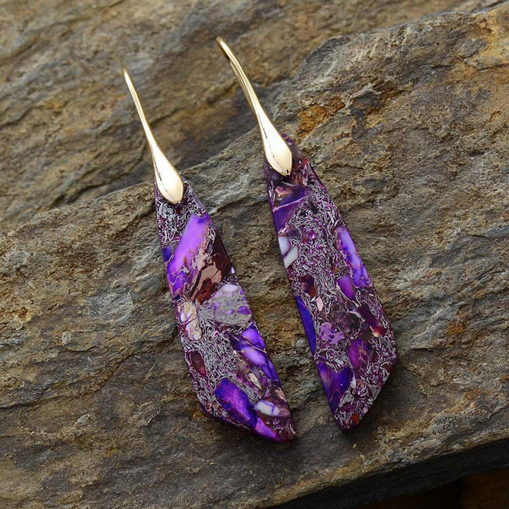 Pendientes antiestrés de cristal geométrico de piedra emperador natural de Buddha Stones