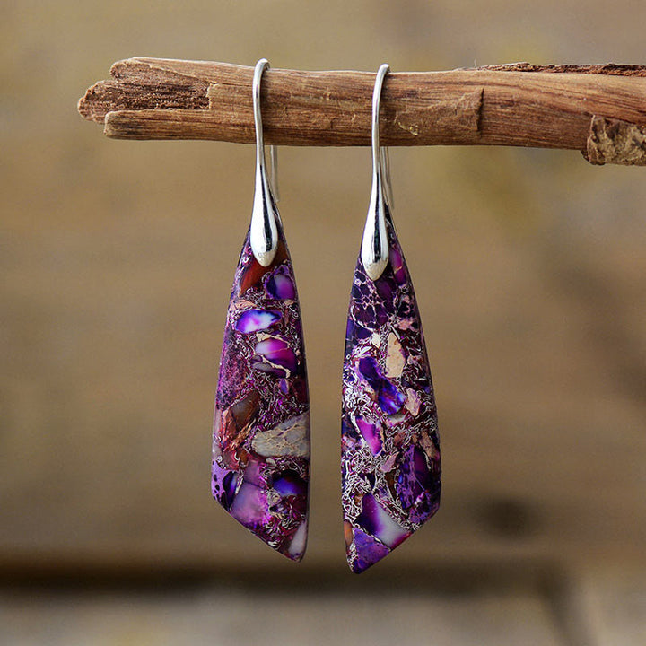Pendientes antiestrés de cristal geométrico de piedra emperador natural de Buddha Stones