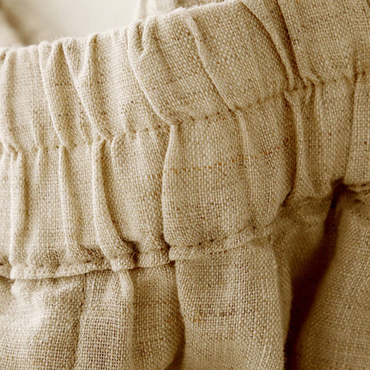 Pantalones harén de lino y algodón para mujer con diseño de botones laterales de color liso y bolsillos de Buddha Stones para verano - image 2