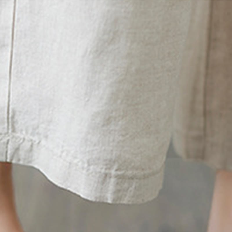 Pantalones de lino y algodón con diseño simple de patchwork de color liso para mujer con bolsillos de Buddha Stones Daily - image 11