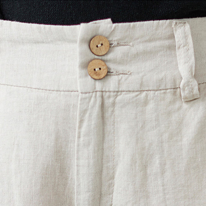 Pantalones de lino y algodón con diseño simple de patchwork de color liso para mujer con bolsillos de Buddha Stones Daily - image 8