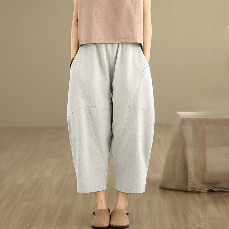 Pantalones harem de mujer Buddha Stones Spring, talla 7-8, color liso, con bolsillos. - image 1