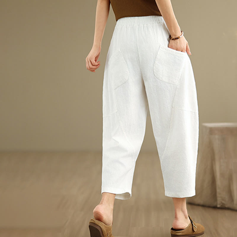 Pantalones harem de mujer Buddha Stones Spring, talla 7-8, color liso, con bolsillos. - image 21