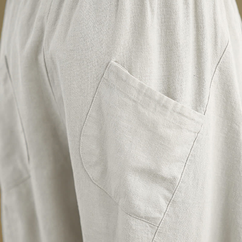 Pantalones harén de lino y algodón para mujer, de Buddha Stones, de primavera, tallas 7-8, color liso, con bolsillos - image 9