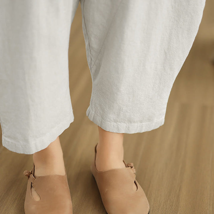 Pantalones harén de lino y algodón para mujer, de Buddha Stones, de primavera, tallas 7-8, color liso, con bolsillos - image 11