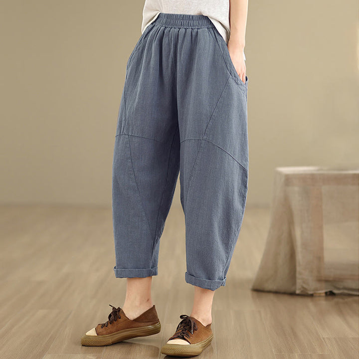 Pantalones harem de mujer Buddha Stones Spring, talla 7-8, color liso, con bolsillos. - image 13