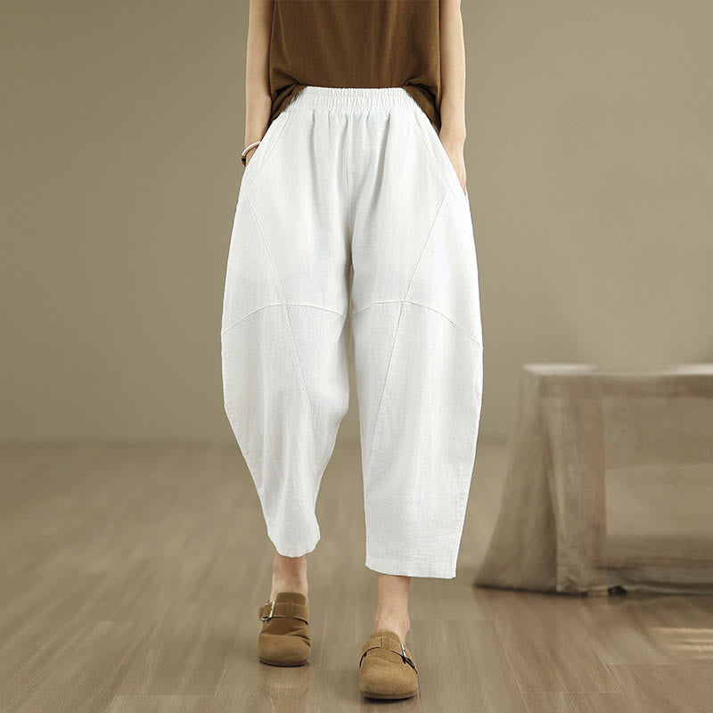 Pantalones harem de mujer Buddha Stones Spring, talla 7-8, color liso, con bolsillos. - Blanco - US8-10，UK/AU12-14，EU40-42 (2XL) - image 20