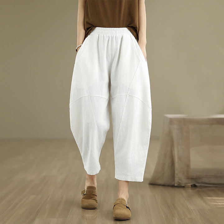 Pantalones harem de mujer Buddha Stones Spring, talla 7-8, color liso, con bolsillos. - Blanco - US8-10，UK/AU12-14，EU40-42 (2XL) - image 20