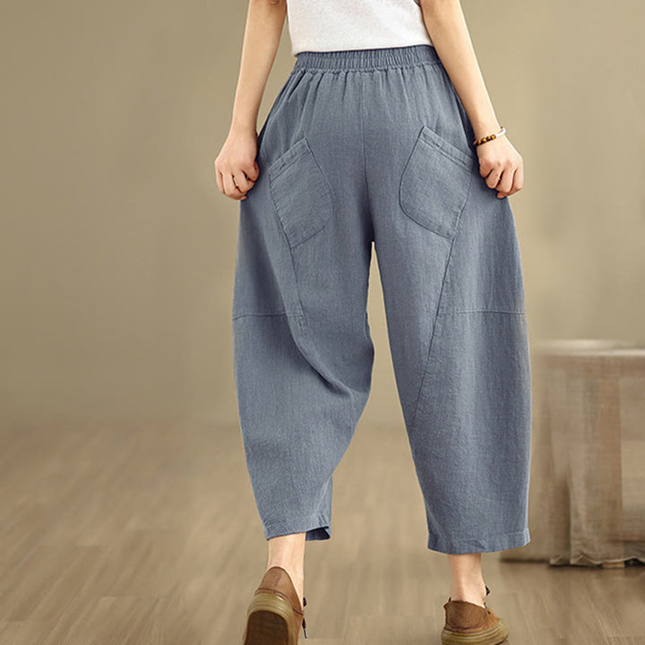 Pantalones harem de mujer Buddha Stones Spring, talla 7-8, color liso, con bolsillos. - image 17