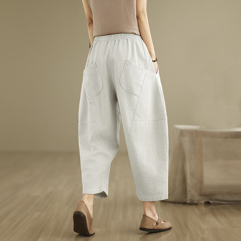 Pantalones harem de mujer Buddha Stones Spring, talla 7-8, color liso, con bolsillos. - image 4