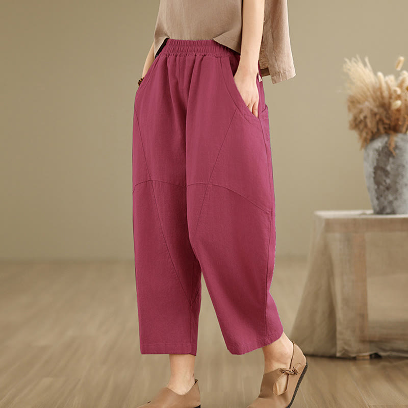 Pantalones harem de mujer Buddha Stones Spring, talla 7-8, color liso, con bolsillos. - Rojo violeta medio - US8-10，UK/AU12-14，EU40-42 (2XL) - image 18