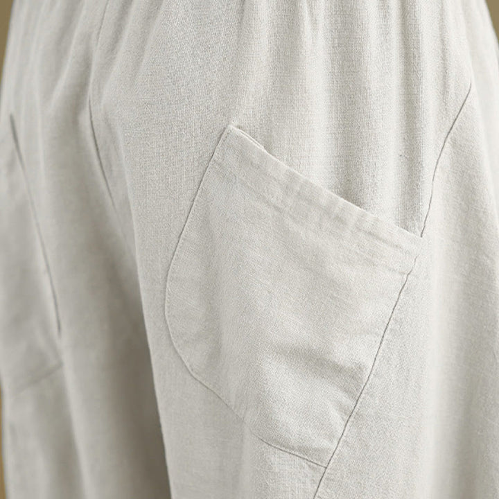 Pantalones harén de lino y algodón para mujer, de Buddha Stones, de primavera, tallas 7-8, color liso, con bolsillos - image 9