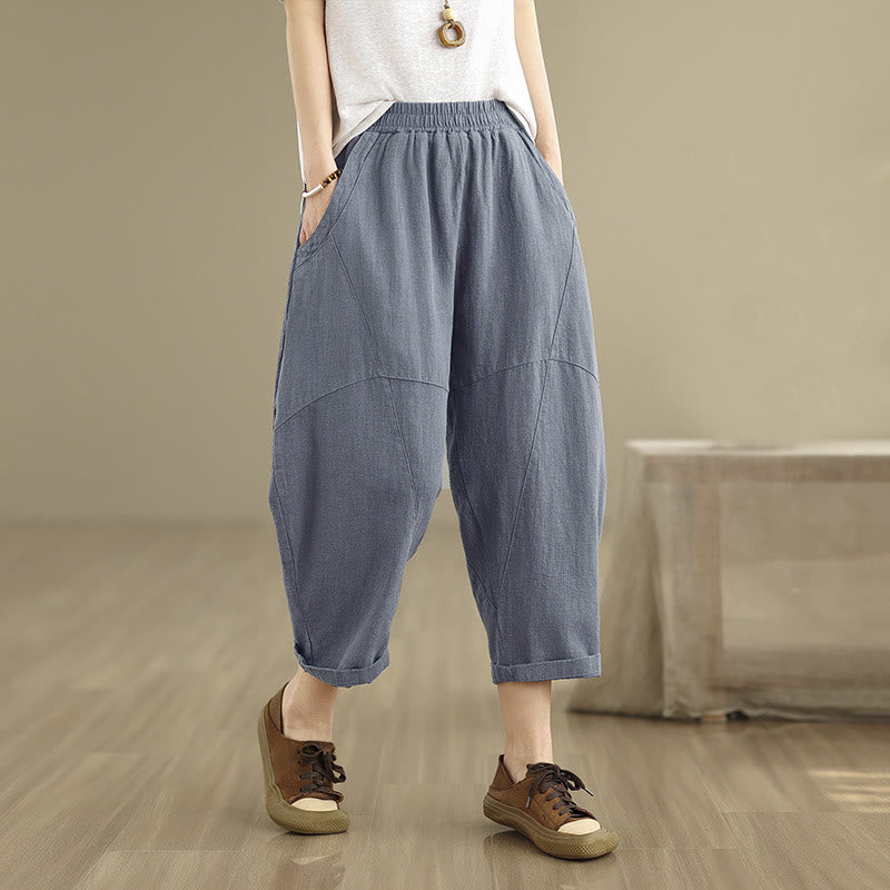 Pantalones harem de mujer Buddha Stones Spring, talla 7-8, color liso, con bolsillos. - Azul acero - US8-10，UK/AU12-14，EU40-42 (2XL) - image 12