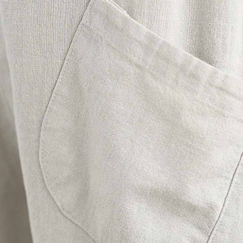 Pantalones harén de lino y algodón para mujer, de Buddha Stones, de primavera, tallas 7-8, color liso, con bolsillos - image 8