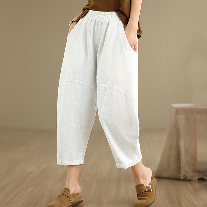 Pantalones harem de mujer Buddha Stones Spring, talla 7-8, color liso, con bolsillos. - image 26