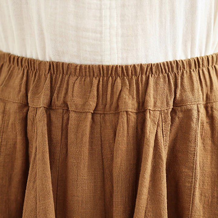 Pantalones anchos de lino y algodón para mujer con diseño de farol y patchwork vintage de Buddha Stones con bolsillos - image 8