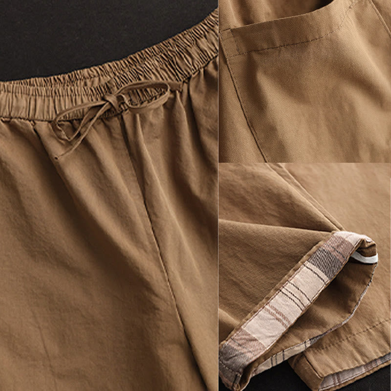 Pantalones harén de algodón con puños parcheados, informales, con bolsillos, para mujer - image 7