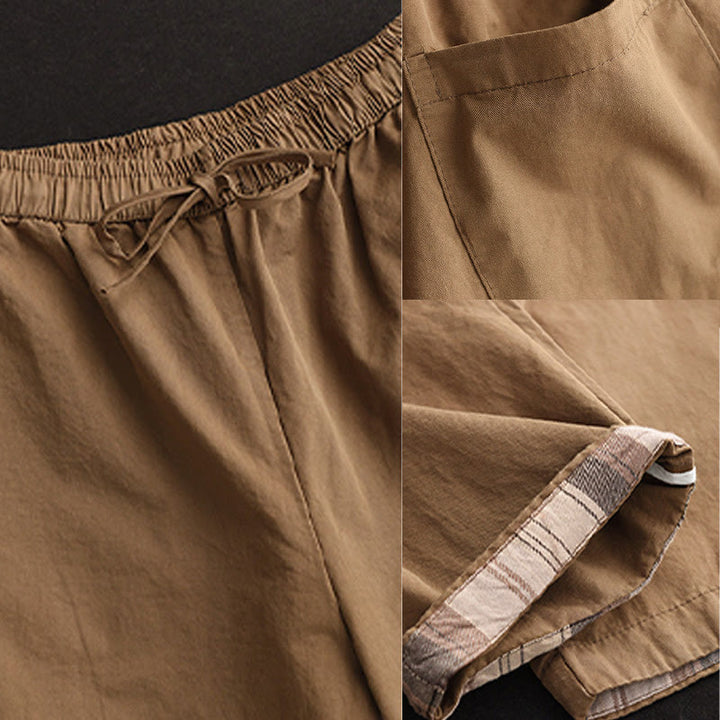 Pantalones harén de algodón con puños parcheados, informales, con bolsillos, para mujer - image 7