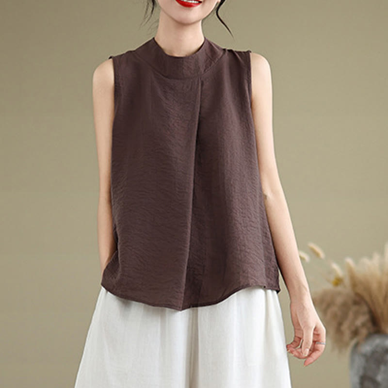 Chaleco sin mangas para mujer con cuello alto, diseño sencillo y espalda lisa, estampado de Buddha Stones. - image 4