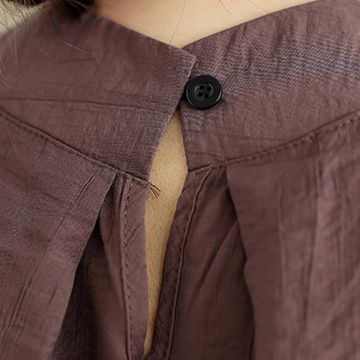 Chaleco sin mangas de algodón y lino para mujer, informal, con diseño de Buddha Stones, liso, con botones en la espalda y cuello alto - image 9