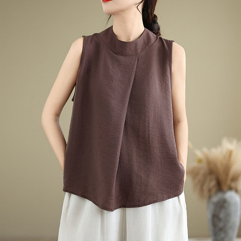 Chaleco sin mangas para mujer con cuello alto, diseño sencillo y espalda lisa, estampado de Buddha Stones. - image 5