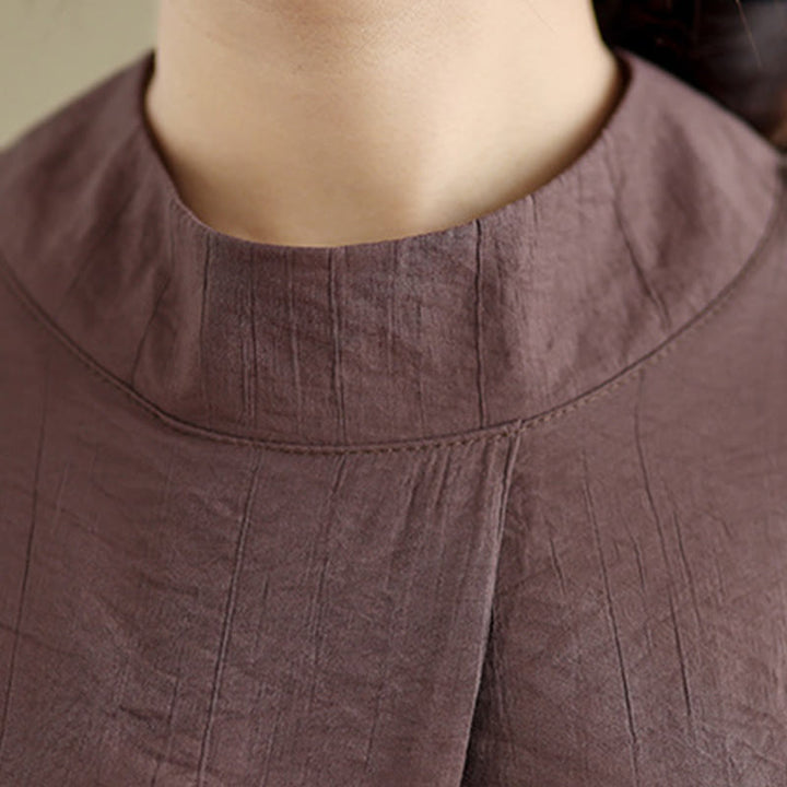 Chaleco sin mangas de algodón y lino para mujer, informal, con diseño de Buddha Stones, liso, con botones en la espalda y cuello alto - image 7