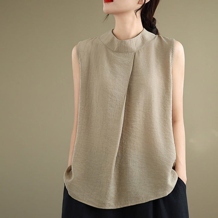 Chaleco sin mangas para mujer con cuello alto, diseño sencillo y espalda lisa, estampado de Buddha Stones. - image 14
