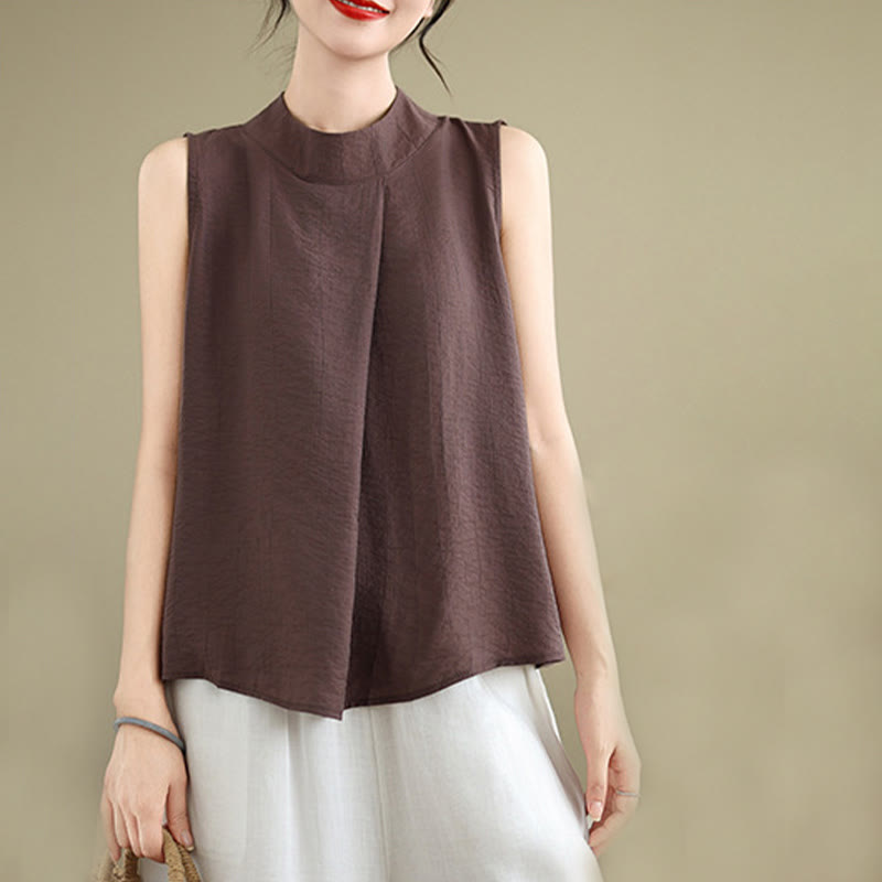 Chaleco sin mangas para mujer con cuello alto, diseño sencillo y espalda lisa, estampado de Buddha Stones. - image 2