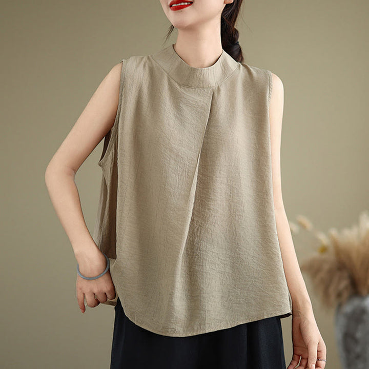 Chaleco sin mangas para mujer con cuello alto, diseño sencillo y espalda lisa, estampado de Buddha Stones. - image 13