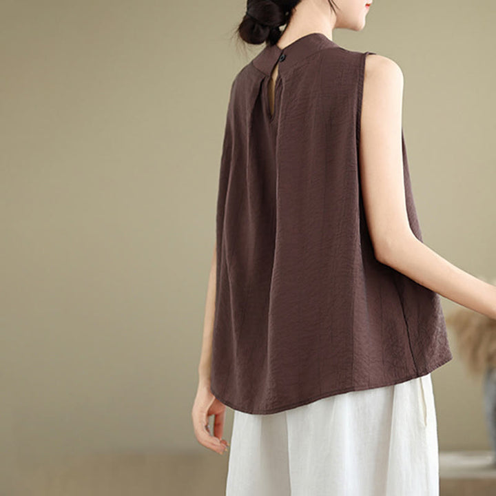 Chaleco sin mangas para mujer con cuello alto, diseño sencillo y espalda lisa, estampado de Buddha Stones. - image 6