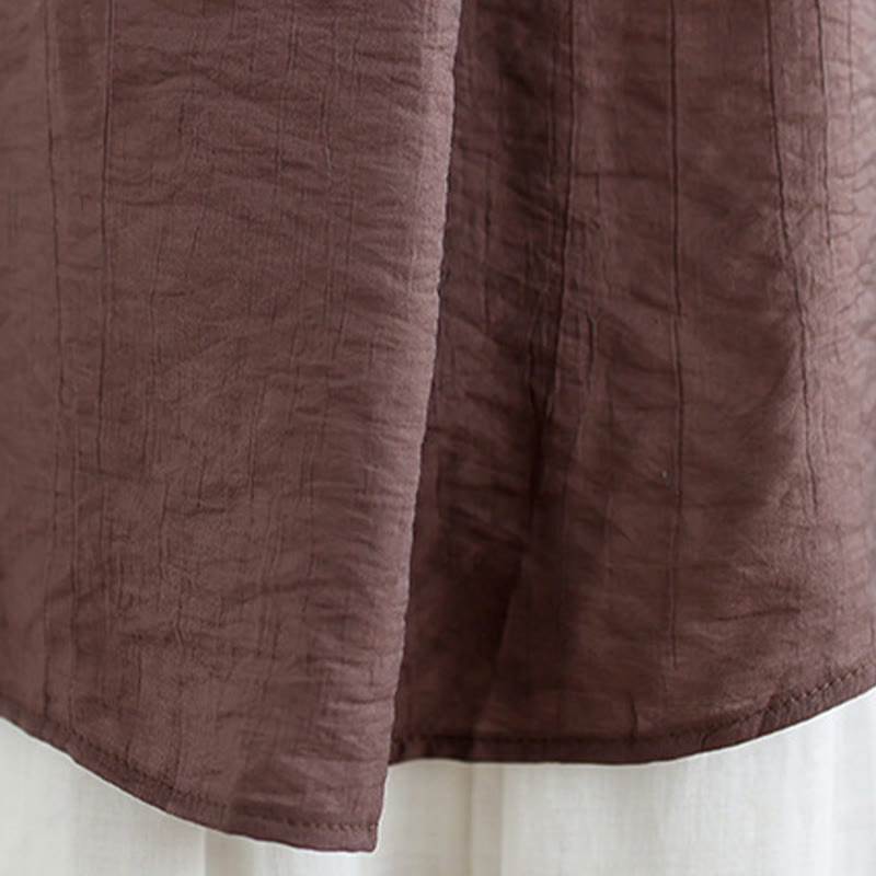 Chaleco sin mangas de algodón y lino para mujer, informal, con diseño de Buddha Stones, liso, con botones en la espalda y cuello alto - image 10