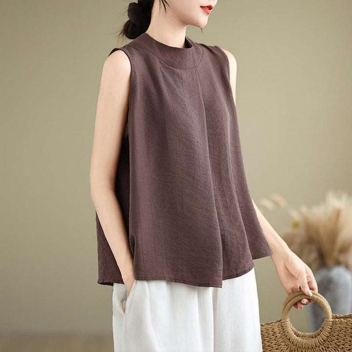 Chaleco sin mangas para mujer con cuello alto, diseño sencillo y espalda lisa, estampado de Buddha Stones. - image 3