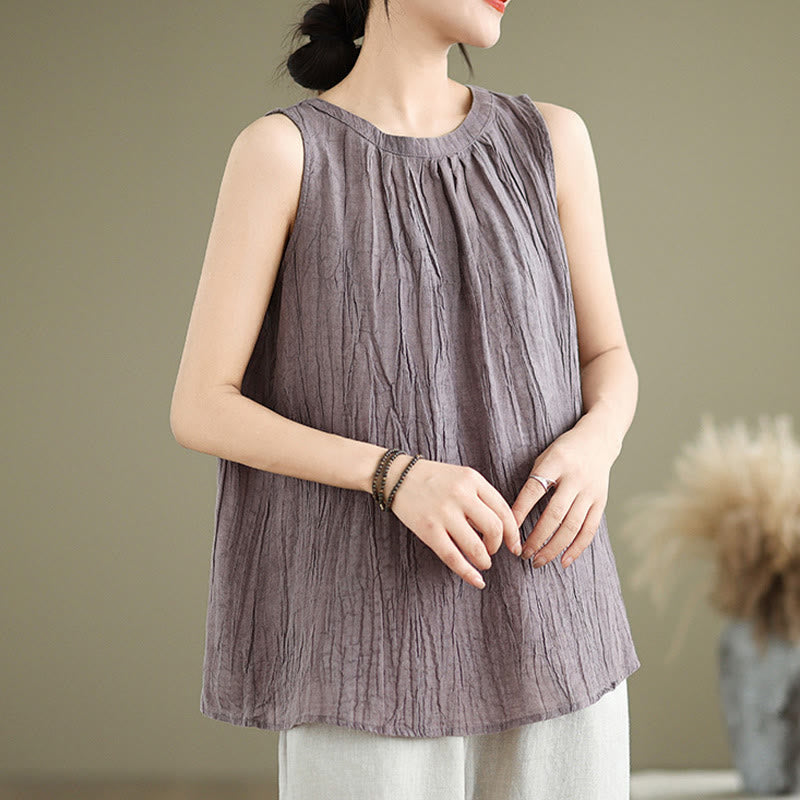 Chaleco sin mangas de cuello redondo para mujer con estampado de Buddha Stones y diseño sencillo para el verano. - image 25