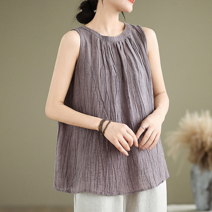 Chaleco sin mangas de cuello redondo para mujer con estampado de Buddha Stones y diseño sencillo para el verano. - image 25
